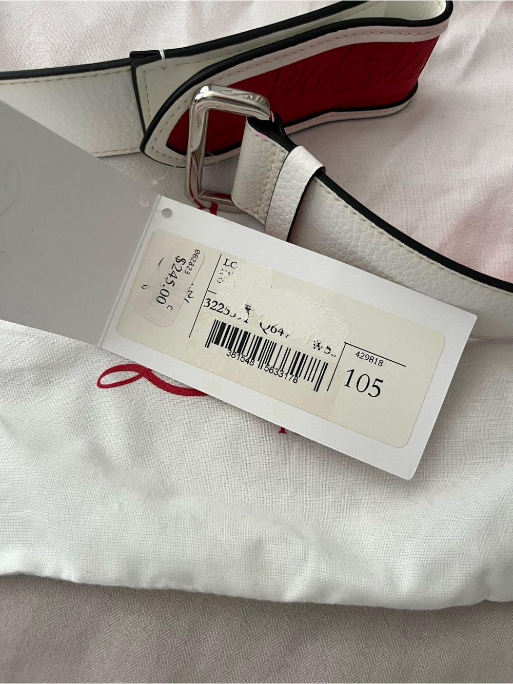 Christian Louboutin White Leather Belt with Red Interior - Picture 3 of 9